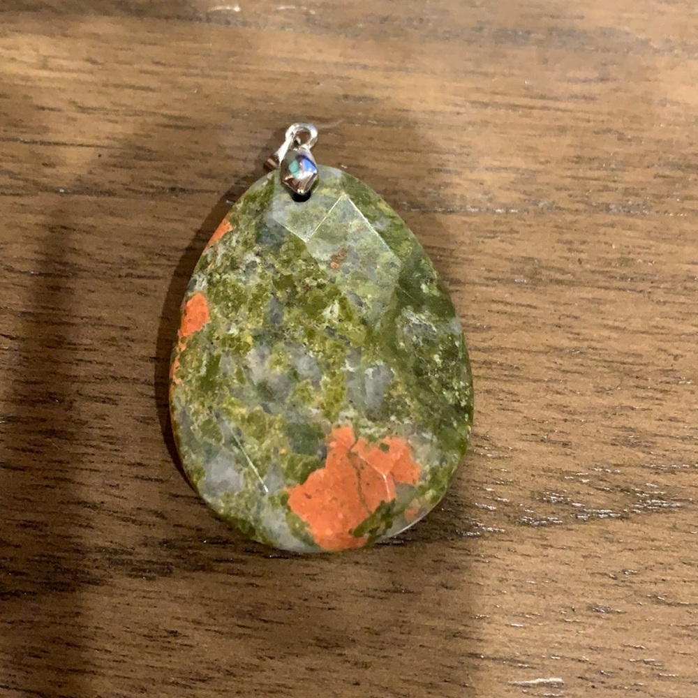 Green and Orange Turquoise Pendant